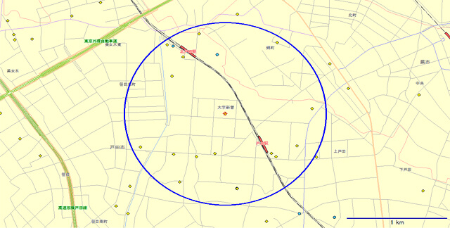 Figure 3 Distribution of indoor rental storage and container storage around the Yamanote Line, Tokyo