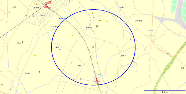 Figure 4 Distribution of indoor rental storage and container storage around the Osaka JR Loop Line